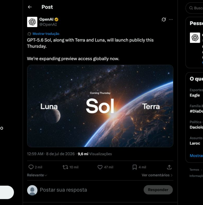 OpenAI post announcing the public GPT-5.6 date and preview expansion