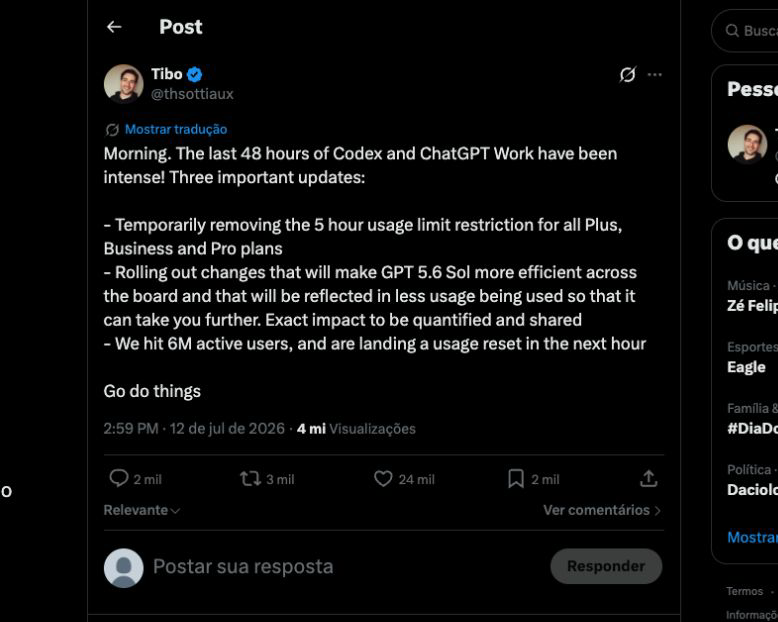 Thibault Sottiaux post temporarily removing the five-hour restriction